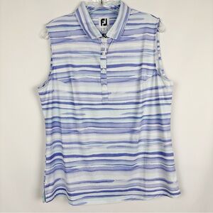 Women's FJ Polo Golf Purple/Baby Blue Striped Sleeveless Top - Large